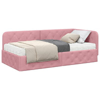 Cornice del letto ad angolo Rosa 90 x 190 cm Velluto 3394075