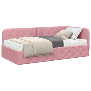 Cornice del letto ad angolo Rosa 90 x 190 cm Velluto 3394075