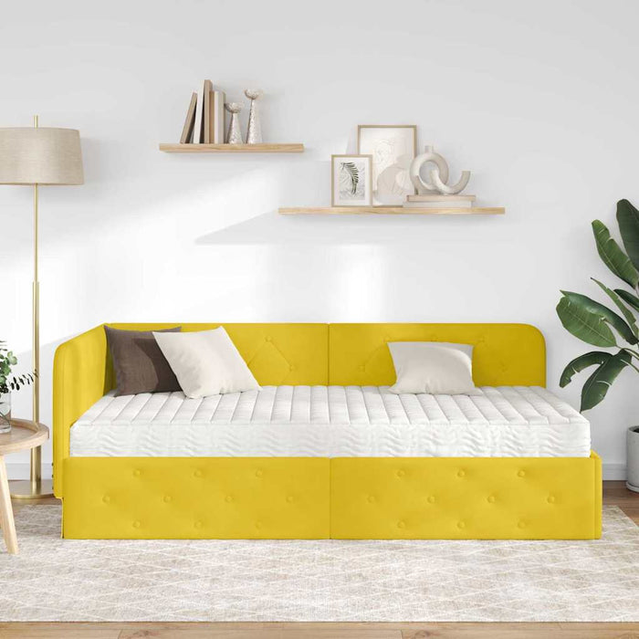 Cornice del letto ad angolo Giallo 90 x 190 cm Velluto 3394078