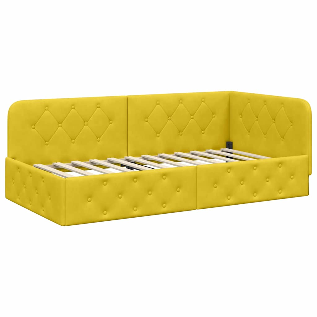 Cornice del letto ad angolo Giallo 90 x 190 cm Velluto 3394078