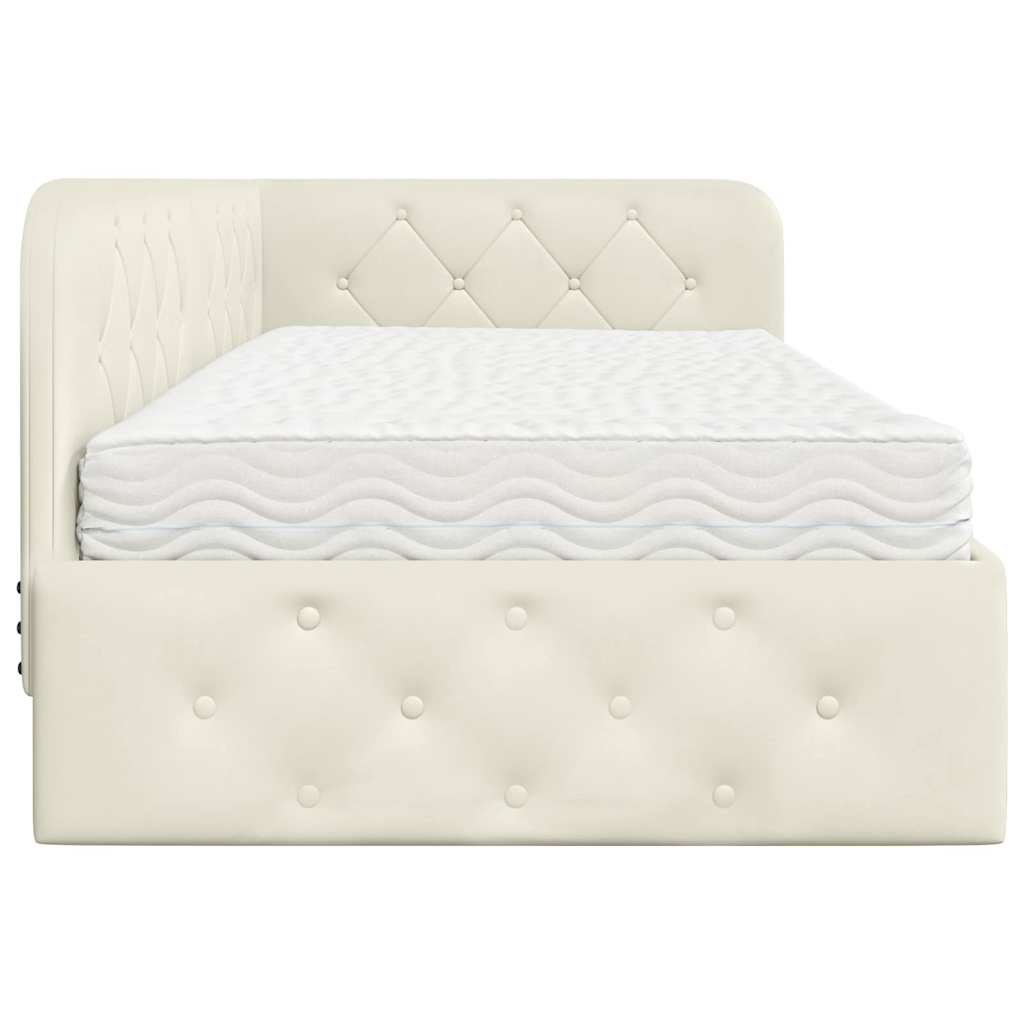 Cornice del letto ad angolo Crema 90 x 190 cm Velluto 3394079