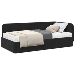 Cornice del letto ad angolo Nero 90 x 200 cm Velluto 3394087