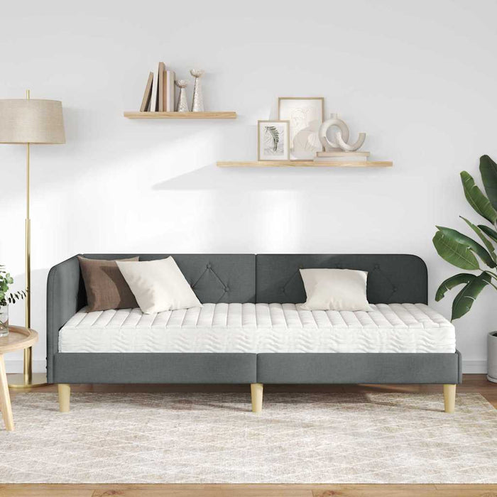 Cornice del letto ad angolo Grigio scuro 80 x 200 cm Tessuto 3394102