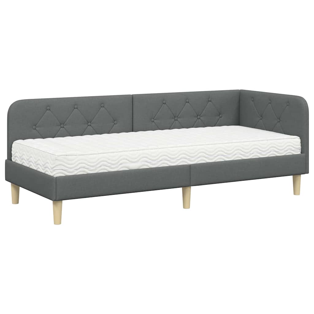 Cornice del letto ad angolo Grigio scuro 80 x 200 cm Tessuto 3394102