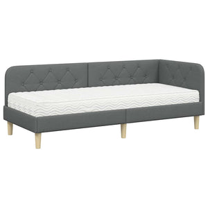 Cornice del letto ad angolo Grigio scuro 80 x 200 cm Tessuto 3394102