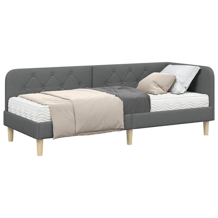 Cornice del letto ad angolo Grigio scuro 80 x 200 cm Tessuto 3394102