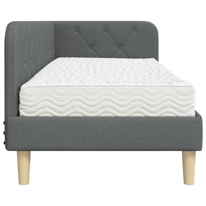 Cornice del letto ad angolo Grigio scuro 80 x 200 cm Tessuto 3394102