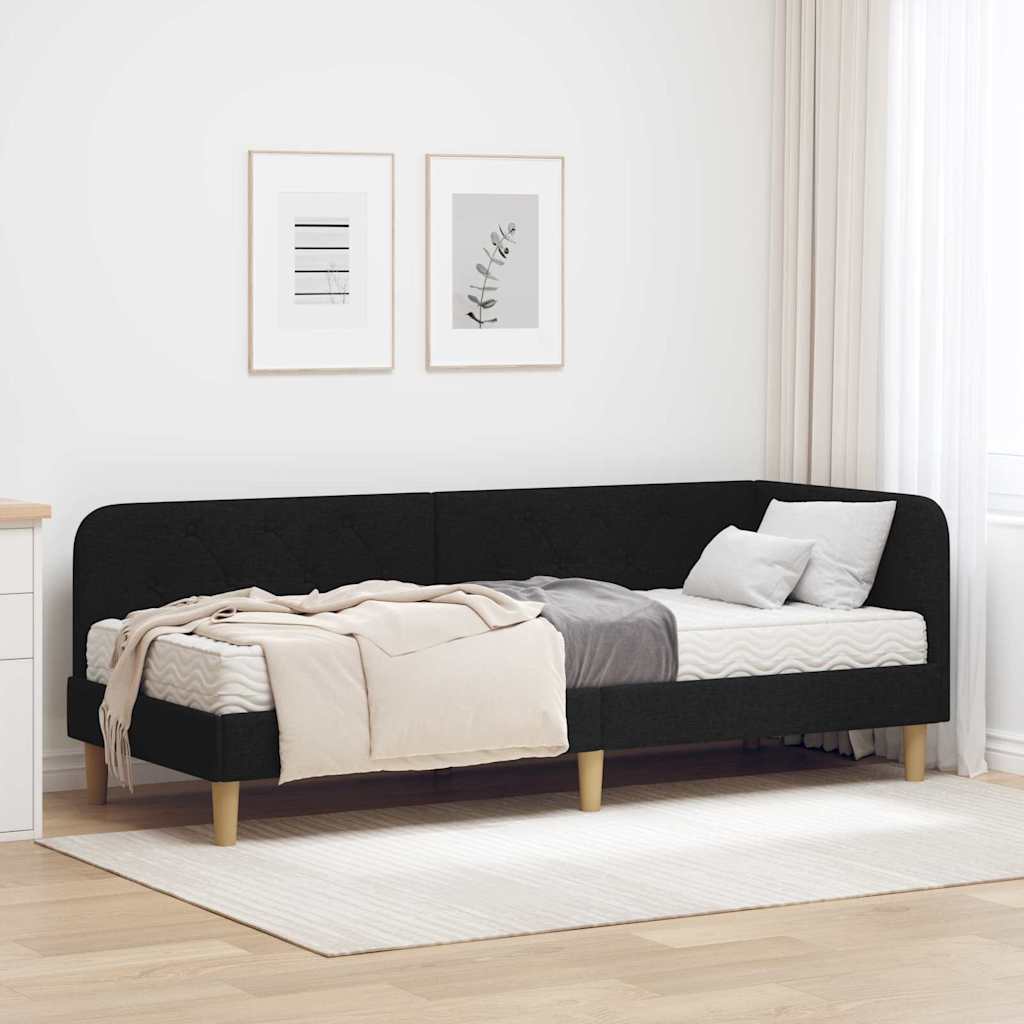 Cornice del letto ad angolo Nero 80 x 200 cm Tessuto