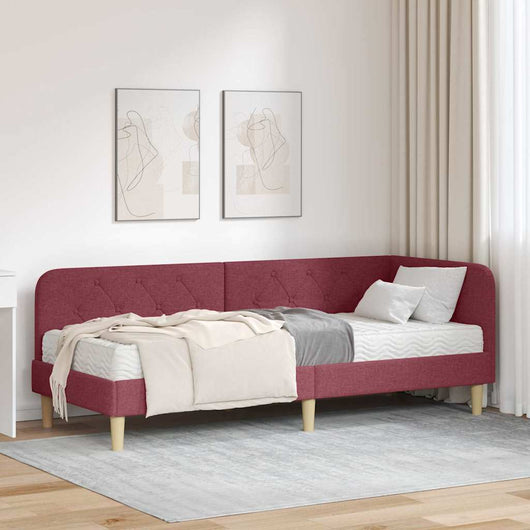 Cornice del letto ad angolo Rosso Vino 80 x 200 cm Tessuto 3394104