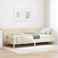Cornice del letto ad angolo Crema 90 x 190 cm Tessuto