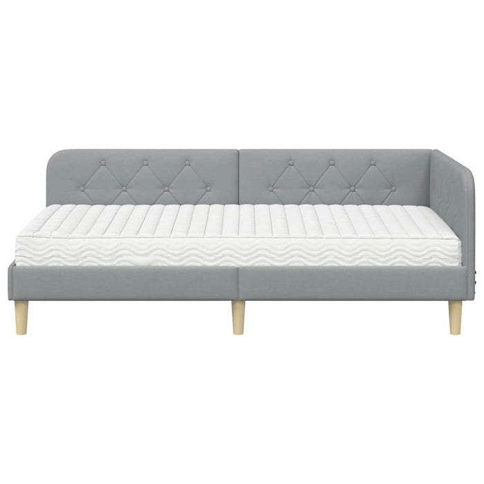 Cornice del letto ad angolo Grigio chiaro 90 x 200 cm Tessuto 3394117