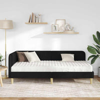Cornice del letto ad angolo Nero 90 x 200 cm Tessuto