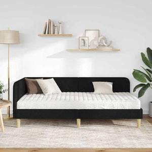 Cornice del letto ad angolo Nero 90 x 200 cm Tessuto