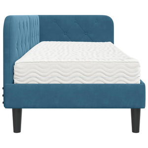 Cornice del letto ad angolo Blu 80 x 200 cm Velluto 3394133