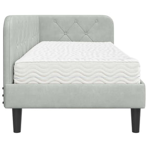 Cornice del letto ad angolo Grigio chiaro 80 x 200 cm Velluto 3394134