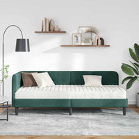 Cornice del letto ad angolo Verde Scuro 80 x 200 cm Velluto