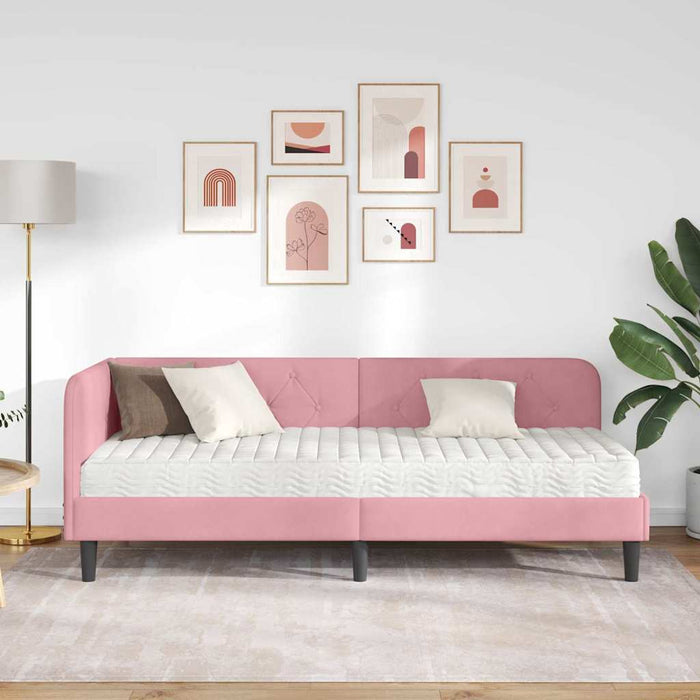 Cornice del letto ad angolo Rosa 80 x 200 cm Velluto 3394137