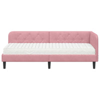 Cornice del letto ad angolo Rosa 80 x 200 cm Velluto 3394137