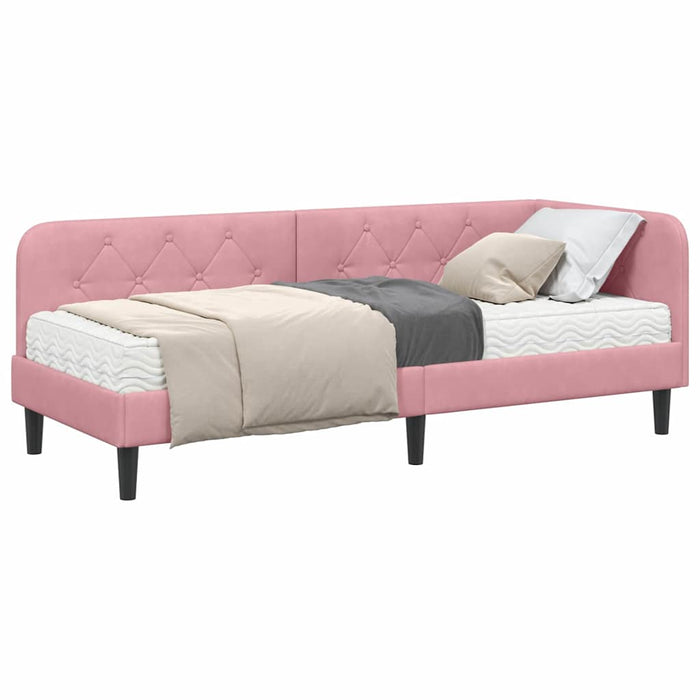Cornice del letto ad angolo Rosa 80 x 200 cm Velluto 3394137