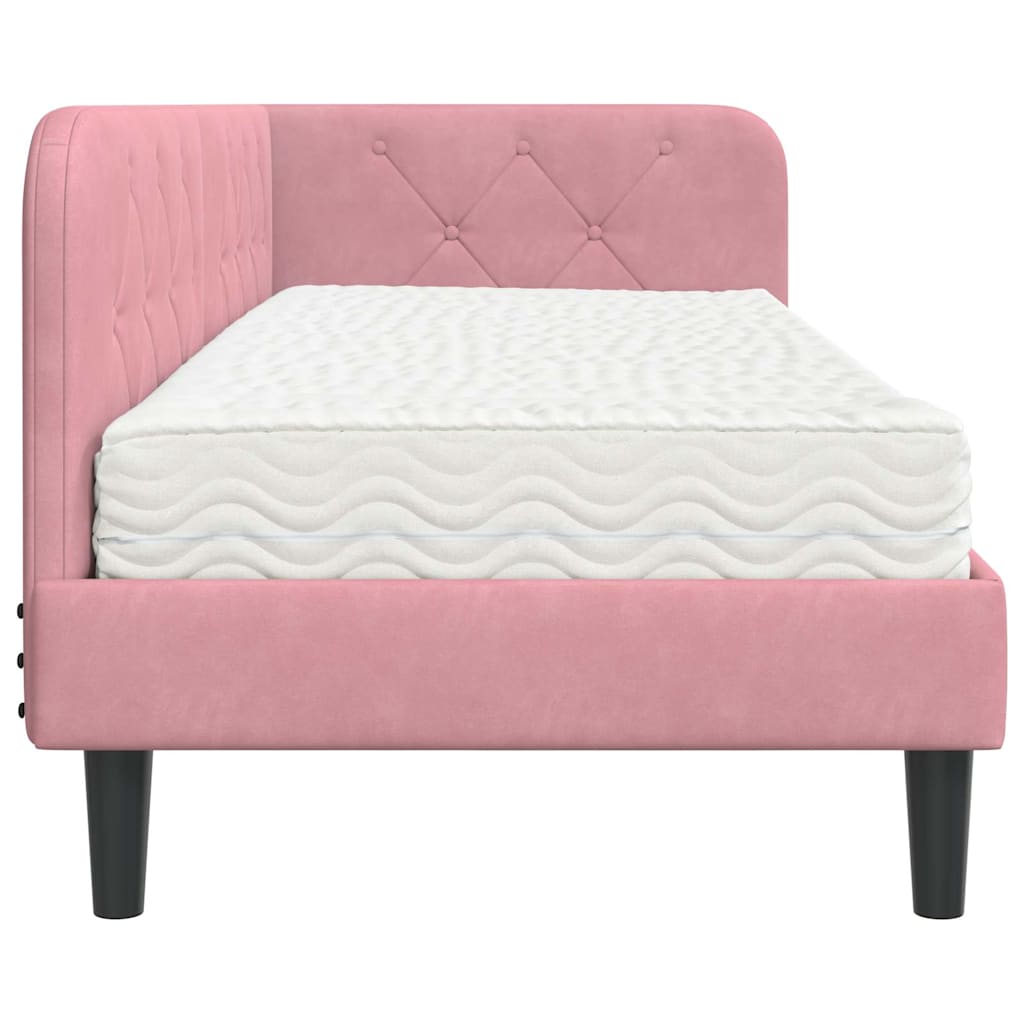 Cornice del letto ad angolo Rosa 80 x 200 cm Velluto 3394137