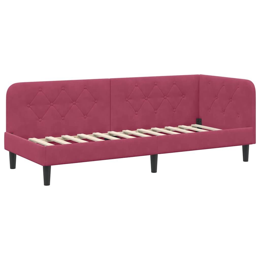 Cornice del letto ad angolo Rosso Vino 80 x 200 cm Velluto 3394138