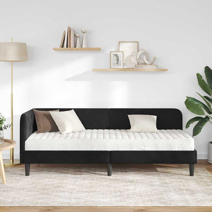 Cornice del letto ad angolo Nero 80 x 200 cm Velluto 3394139