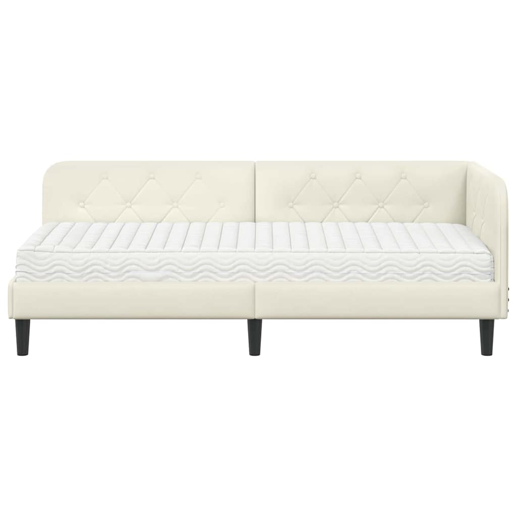 Cornice del letto ad angolo Crema 80 x 200 cm Velluto 3394141