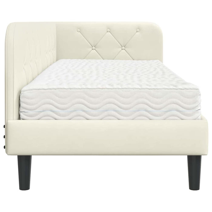 Cornice del letto ad angolo Crema 80 x 200 cm Velluto 3394141