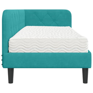 Cornice del letto ad angolo Turchese 80 x 200 cm Velluto 3394142