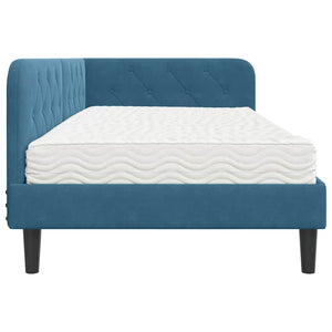 Cornice del letto ad angolo Blu 90 x 190 cm Velluto 3394143