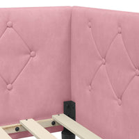 Cornice del letto ad angolo Rosa 90 x 190 cm Velluto 3394147