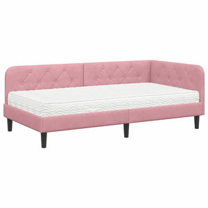 Cornice del letto ad angolo Rosa 90 x 190 cm Velluto 3394147