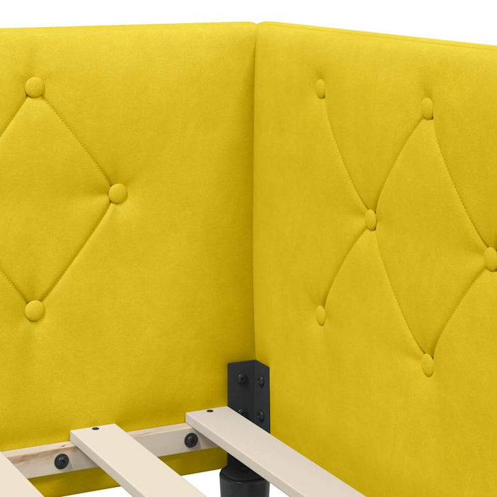 Cornice del letto ad angolo Giallo 90 x 190 cm Velluto 3394150