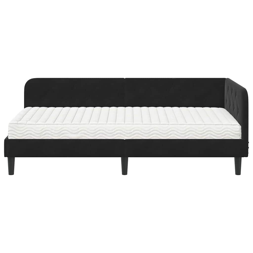 Cornice del letto ad angolo Nero 90 x 200 cm Velluto