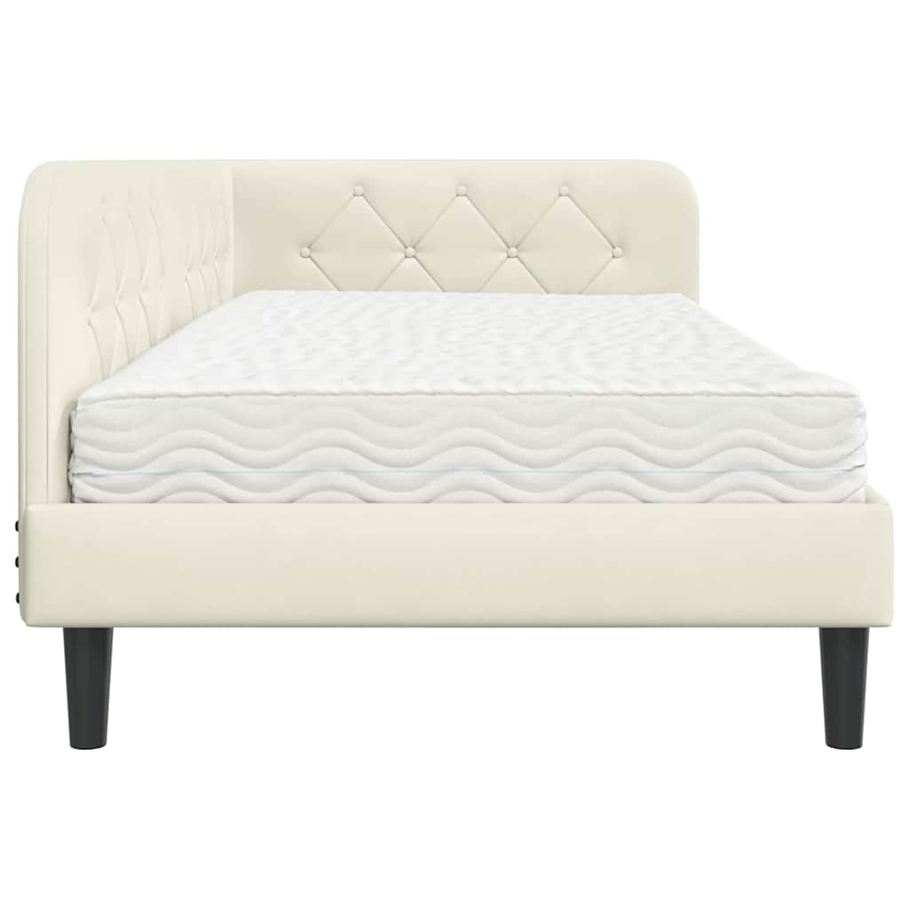 Cornice del letto ad angolo Crema 90 x 200 cm Velluto 3394161