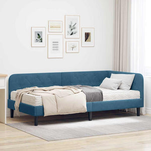 Cornice del letto ad angolo Blu 100 x 200 cm Velluto 3394163