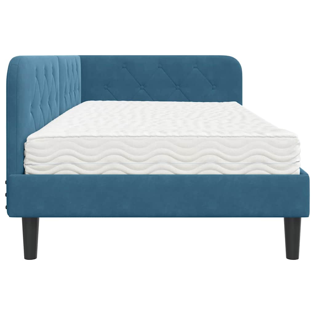 Cornice del letto ad angolo Blu 100 x 200 cm Velluto 3394163