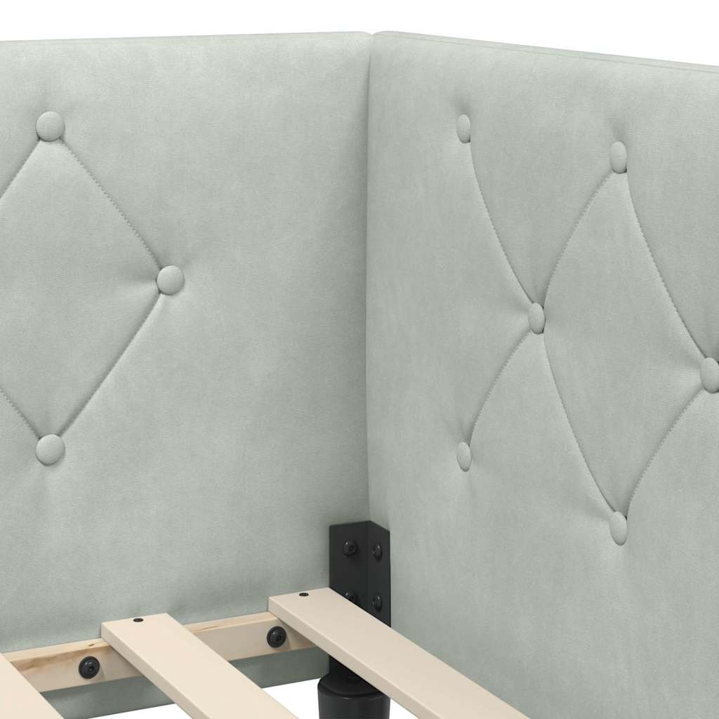 Cornice del letto ad angolo Grigio chiaro 100 x 200 cm Velluto 3394164