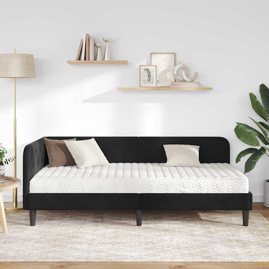 Cornice del letto ad angolo Nero 100 x 200 cm Velluto
