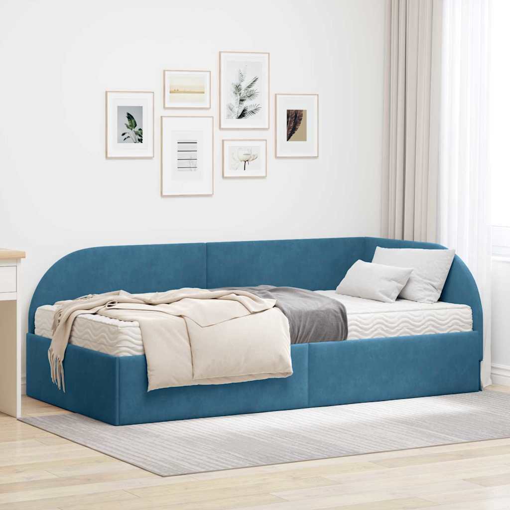 Struttura Letto Angolare con Materasso 2 pcs Blu Velluto 3394173