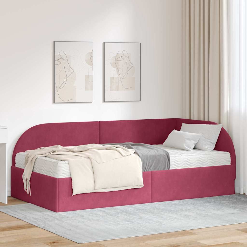 Struttura Letto Angolare con Materasso 2 pcs Verde Velluto 3394178