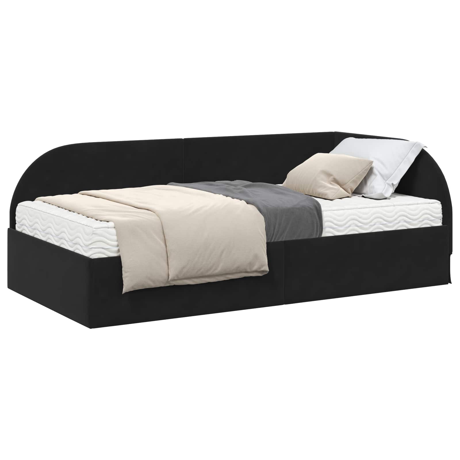 Struttura Letto Angolare con Materasso 2 pcs Nero Velluto 3394179