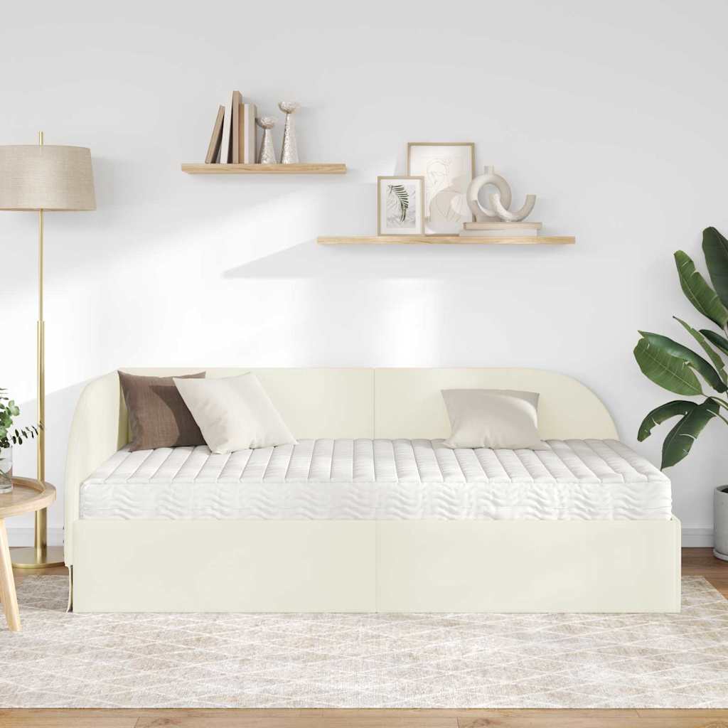 Struttura Letto Angolare con Materasso 2 pcs Crema Velluto 3394181