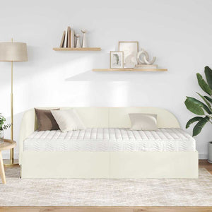 Struttura Letto Angolare con Materasso 2 pcs Crema Velluto