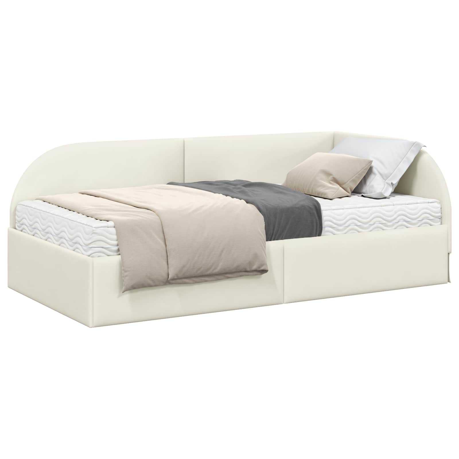 Struttura Letto Angolare con Materasso 2 pcs Crema Velluto 3394181