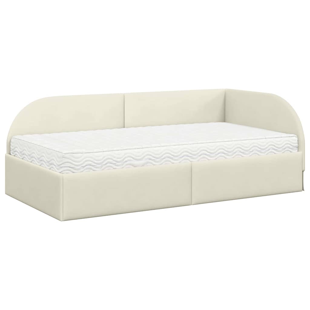 Struttura Letto Angolare con Materasso 2 pcs Crema Velluto 3394181