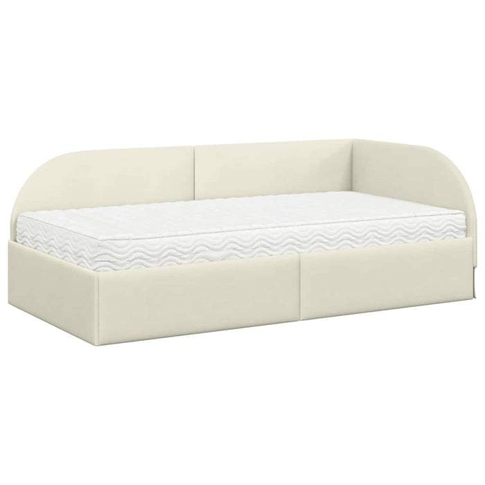 Struttura Letto Angolare con Materasso 2 pcs Crema Velluto 3394181