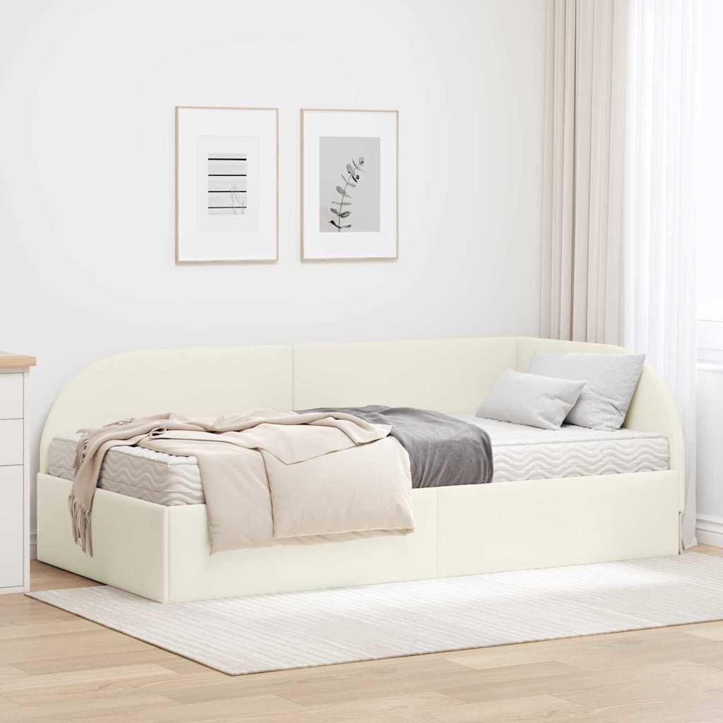 Struttura Letto Angolare con Materasso 2 pcs Crema Velluto 3394191