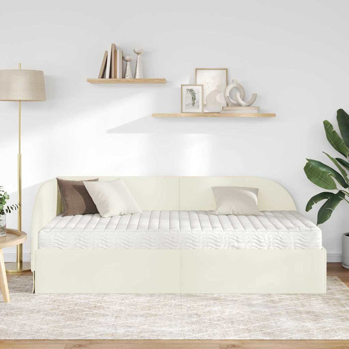 Struttura Letto Angolare con Materasso 2 pcs Crema Velluto 3394191