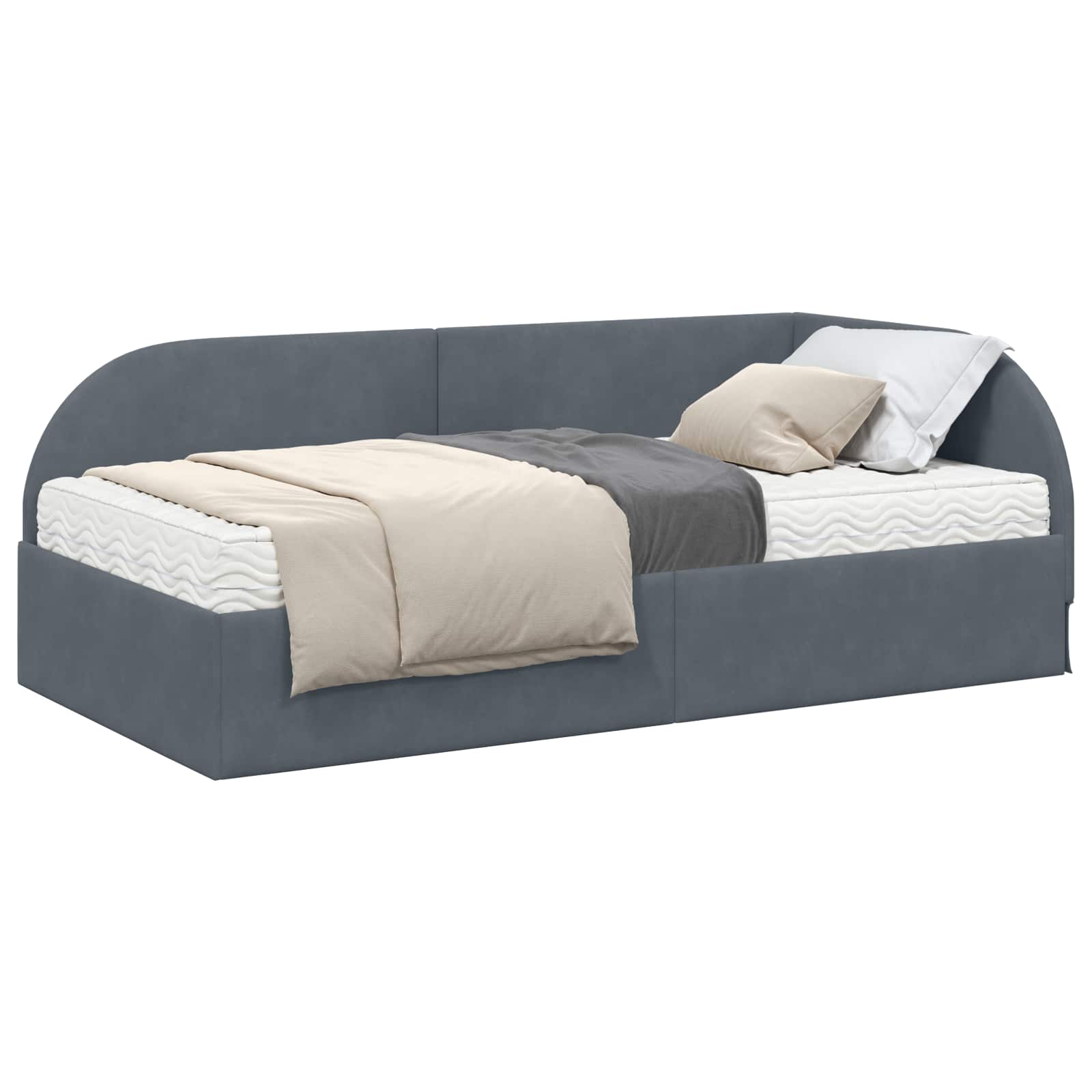 Struttura Letto Angolare con Materasso 2 pcs Grigio Velluto 3394195